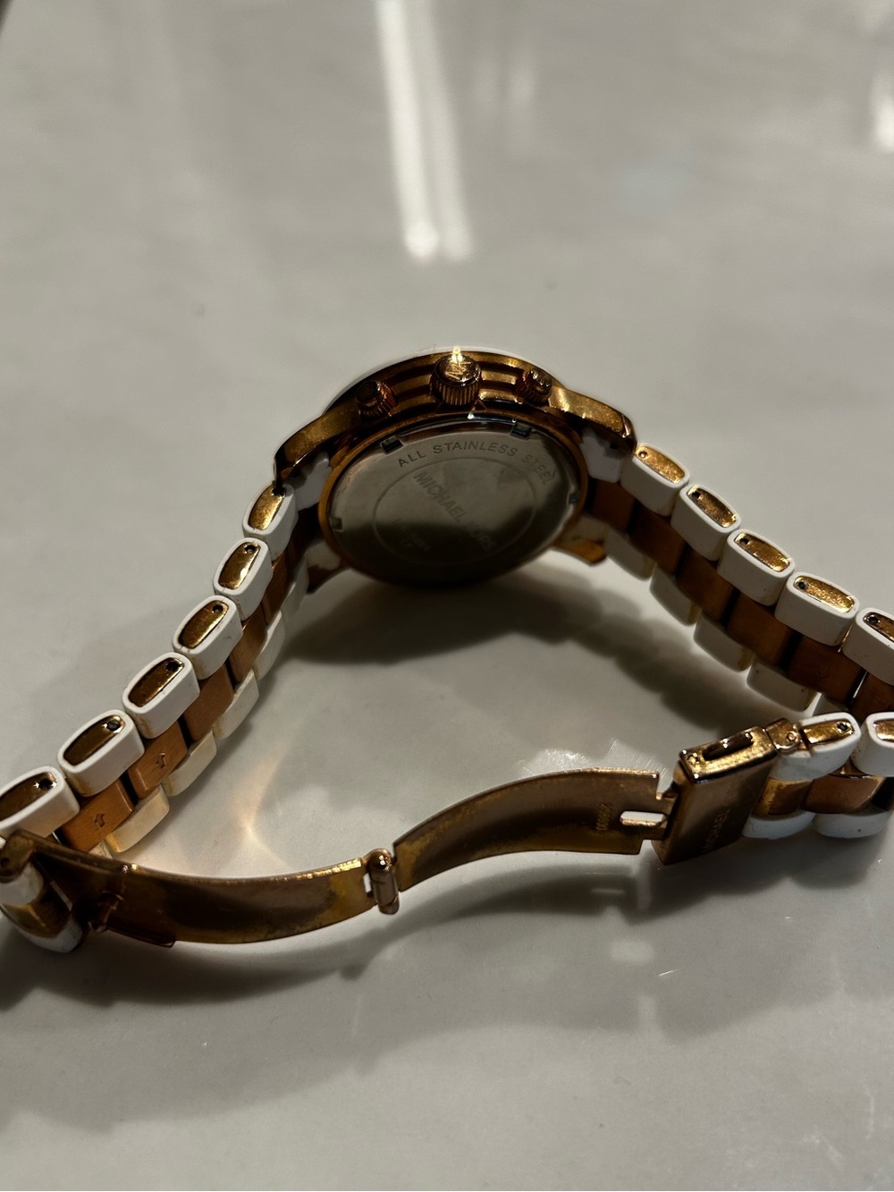 Michael Kors White and Rose Gold Ceramic-Accent Chronograph - Picture 6 of 10